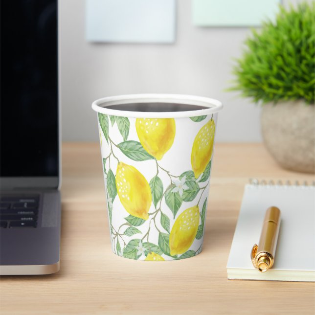 Lemons and Leaves Design Paper cup (Insitu)