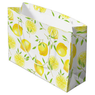 Lemons and leaves large gift bag