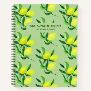 Lemons and Leaves   Pale Green Family Recipes Notebook