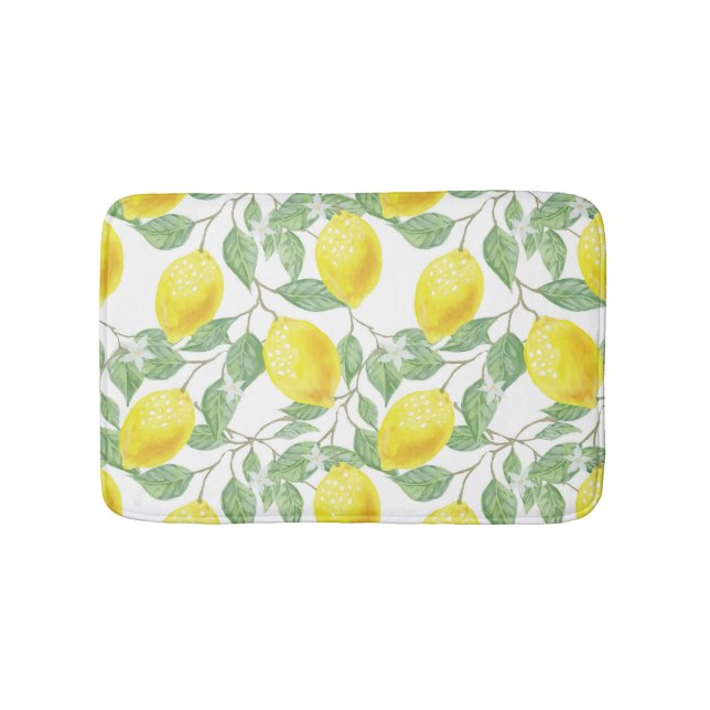 Lemons And Leaves Pattern Bath Mat (Front)