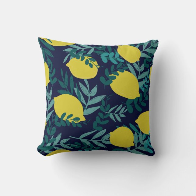 Lemons and leaves pattern cushion (Front)
