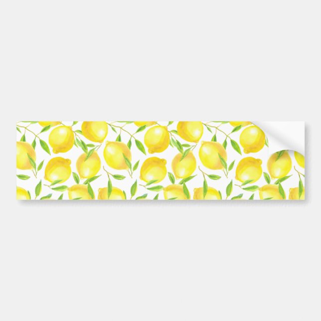 Lemons and leaves  pattern design bumper sticker (Front)