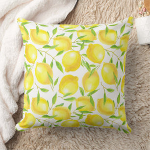 Lemons and leaves  pattern design cushion