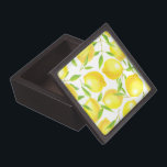 Lemons and leaves  pattern design gift box<br><div class="desc">Watercolor pattern made of lemons and leaves</div>