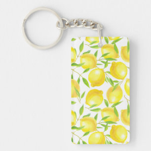 Lemons and leaves pattern design key ring