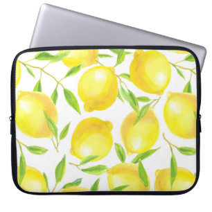 Lemons and leaves pattern design laptop sleeve