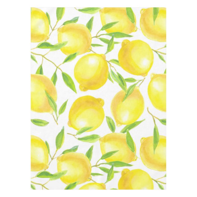 Lemons and leaves  pattern design tablecloth (Front)