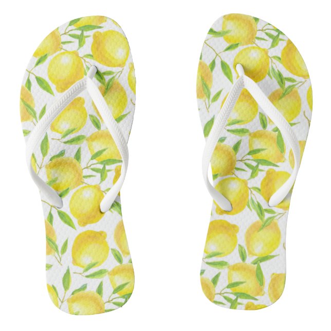 Lemons and leaves  pattern design thongs (Footbed)