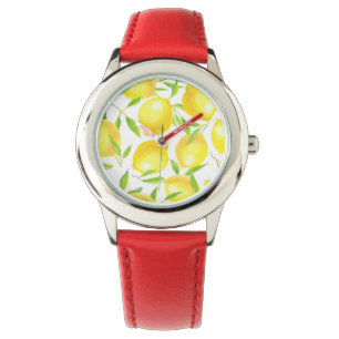 Lemons and leaves  pattern design watch