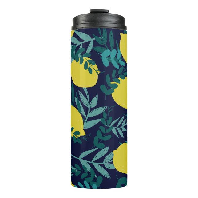 Lemons and leaves pattern thermal tumbler (Front)