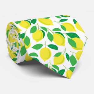Lemons and leaves pattern tie