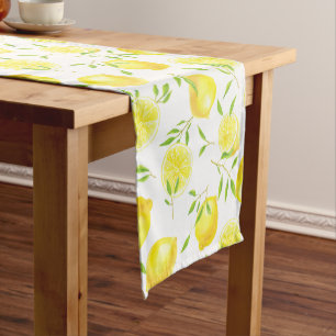 Lemons and leaves short table runner