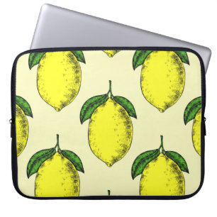 Lemons and leaves: summer pattern. laptop sleeve