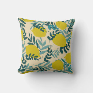 Lemons and leaves, vintage background. cushion