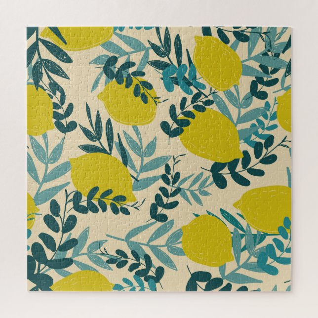Lemons and leaves, vintage background. jigsaw puzzle (Vertical)