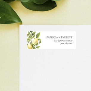 Lemons and LEAVES   Wedding Return Address Label