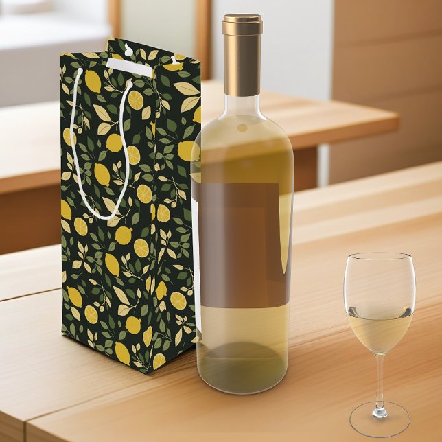 Lemons and Leaves Wine Gift Bag (Creator Uploaded)