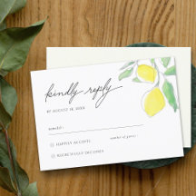 Lemons and Leaves Yellow Green Watercolor Wedding