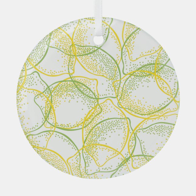 Lemons and Limes: Fresh Pattern. Glass Tree Decoration (Front)
