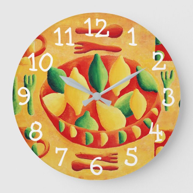 Lemons and Limes Painting Large Clock (Front)