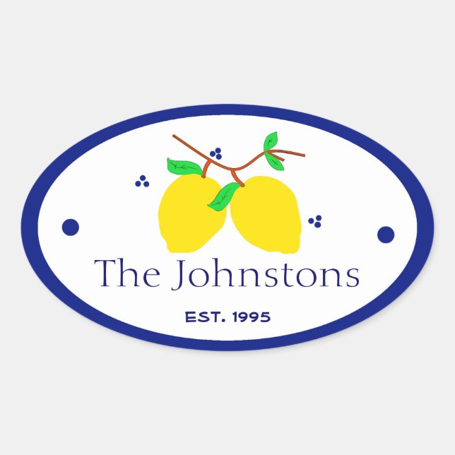 Lemons and Name Oval Sticker (Front)