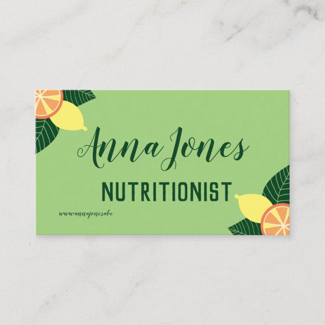 Lemons and oranges Nutritionist Business Card (Front)