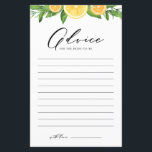 Lemons and Oranges Summer Bridal Shower Advice<br><div class="desc">Give your advice and well wishes for the bride-to-be with this lemon theme advice card. It features watercolor garland of lemons, oranges and greenery with a whimsical script. Personalise by adding texts on the back of the card. This bridal shower advice card is perfect for summer bridal showers and summer...</div>