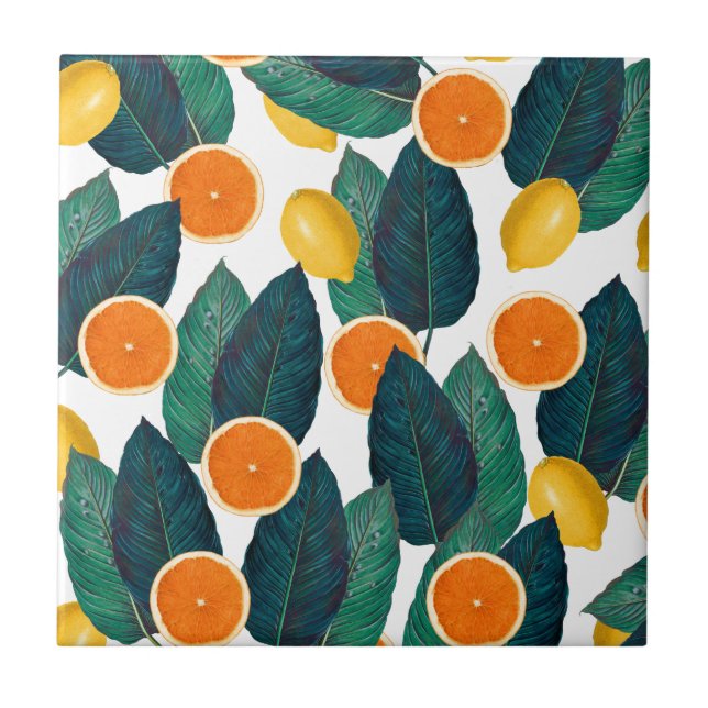 Lemons And Oranges White Tile (Front)