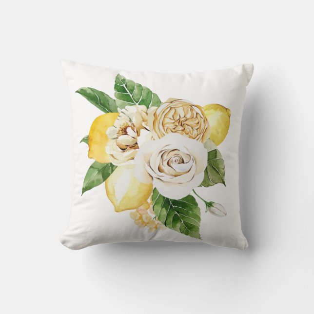 Lemons and roses bouquet cushion (Front)