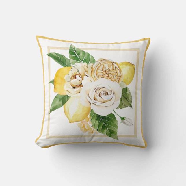 Lemons and roses pillow (Front)