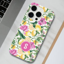 Lemons and Tulips Floral Pattern | Citrus Monogram