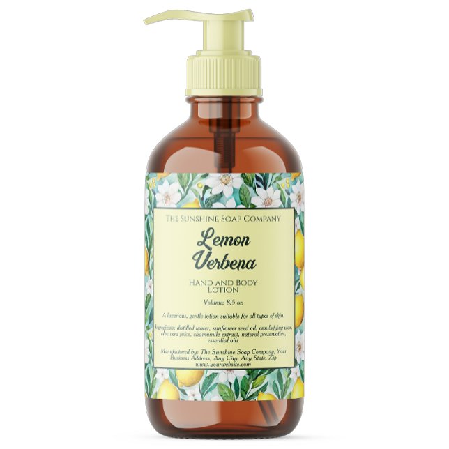Lemons and White Flowers Cosmetics Bottle Label (Creator Uploaded)