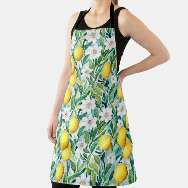 Lemons and White Flowers - French Country Decor Apron (Insitu)
