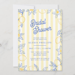 Lemons and Yellow Stripes Bridal Shower Invitation
