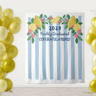 Lemons Arch Blue Stripes Freshly Graduated Tapestry