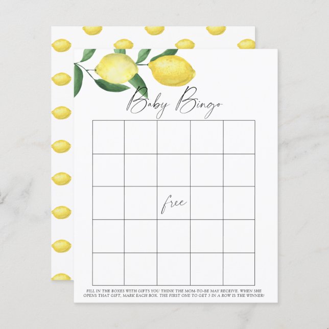 Lemons - Baby Bingo game (Front/Back)