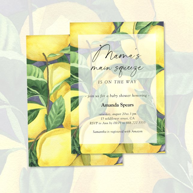 Lemons Baby Shower Mama's Main Squeeze Invitation (Creator Uploaded)