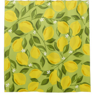 Lemons background. Hand drawn overlapping backdrop Shower Curtain