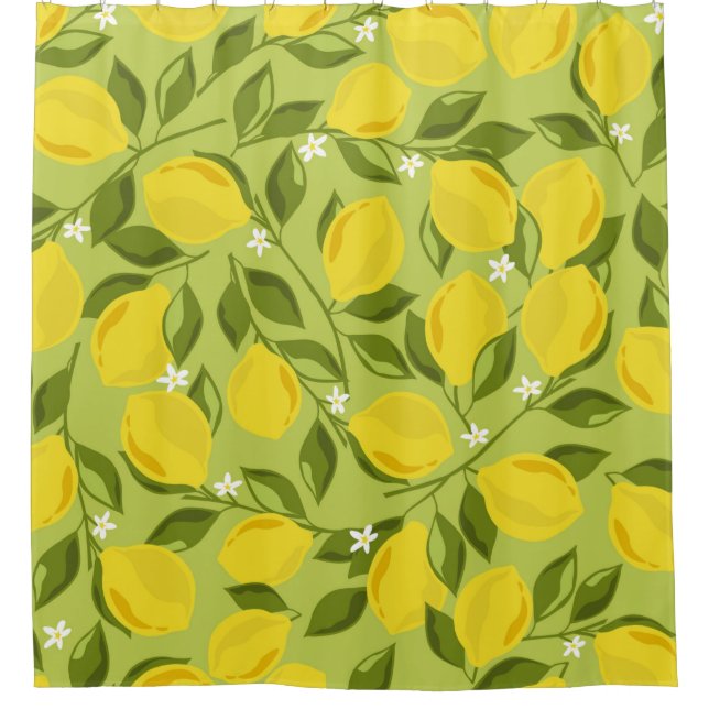 Lemons background. Hand drawn overlapping backdrop Shower Curtain (Front)