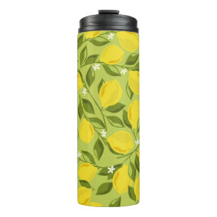 Lemons background. Hand drawn overlapping backdrop Thermal Tumbler