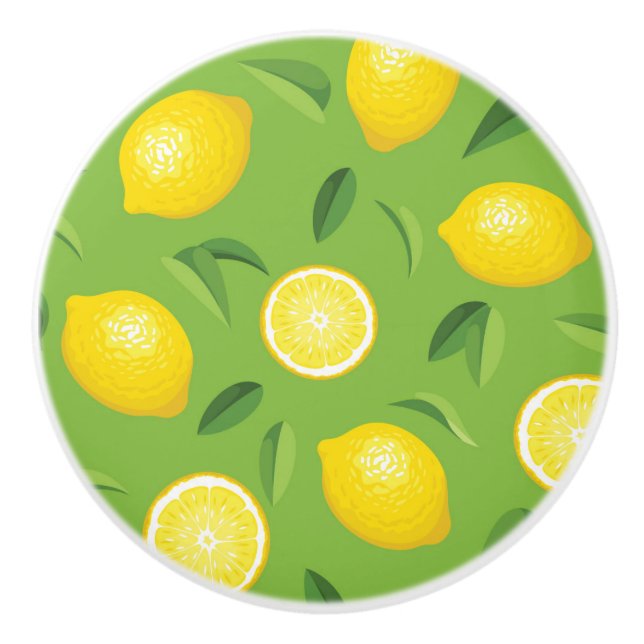 Lemons Background Pattern Ceramic Knob (Front)