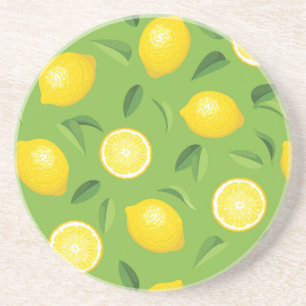 Lemons Background Pattern Coaster