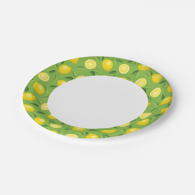 Lemons Background Pattern Paper Plate (Angled)