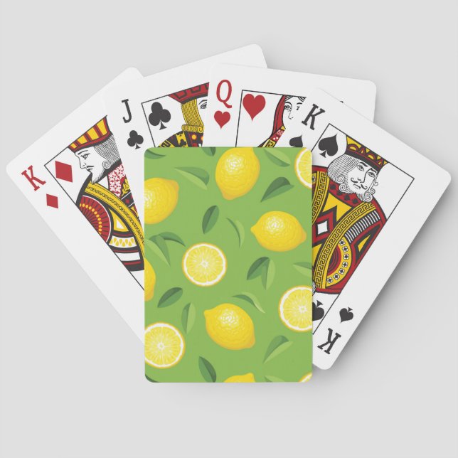 Lemons Background Pattern Playing Cards (Back)