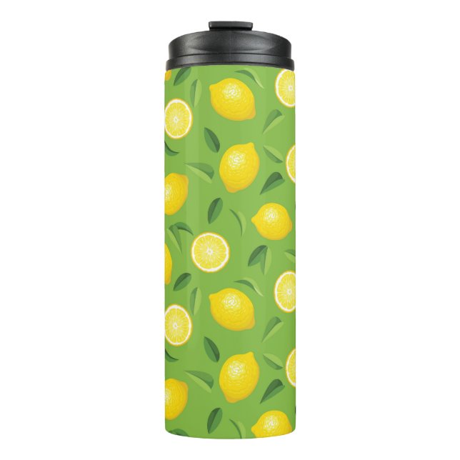 Lemons Background Pattern Thermal Tumbler (Front)