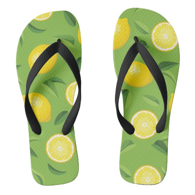 Lemons Background Pattern Thongs (Footbed)
