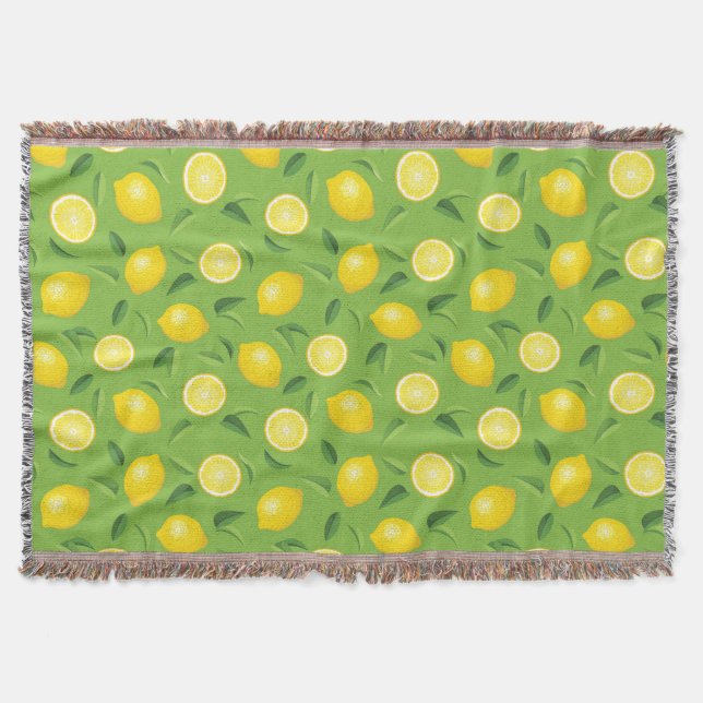 Lemons Background Pattern Throw Blanket (Front)