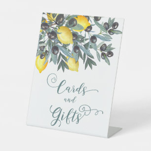 Lemons  Black Olives Bridal Shower Cards and Gifts Pedestal Sign