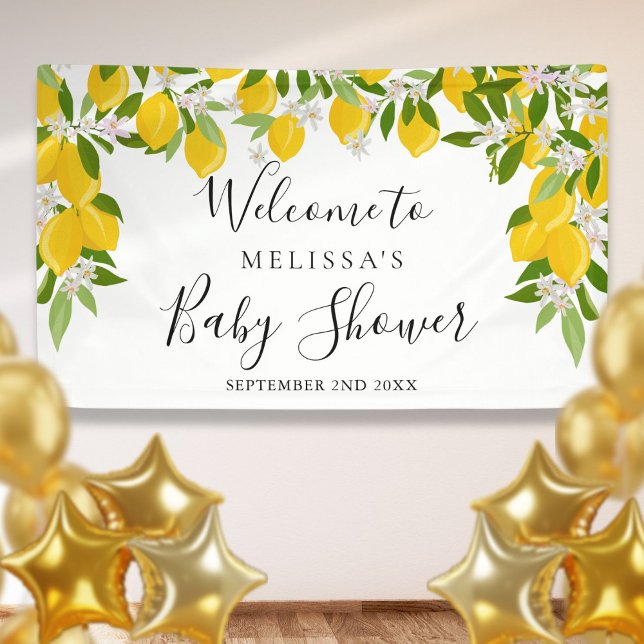 Lemons Blossom Greenery Baby Shower Welcome Banner (Lemons Blossom Greenery Baby Shower Welcome Banner)
