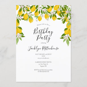 Lemons Blossom Greenery Birthday Party Invitation